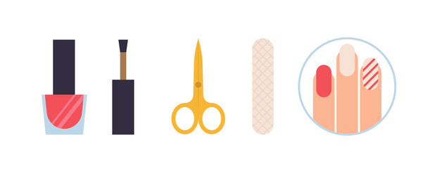 nail tool color icon set
