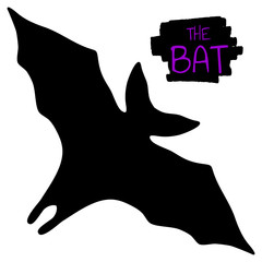 Bat black icon hand drawn silhouette. Doodle Illustration