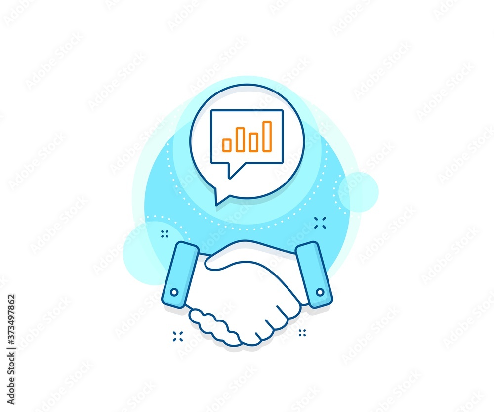 Poster report graph or sales growth sign in speech bubble. handshake deal complex icon. chart line icon. an