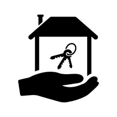 Home key security icon. House with key icon	