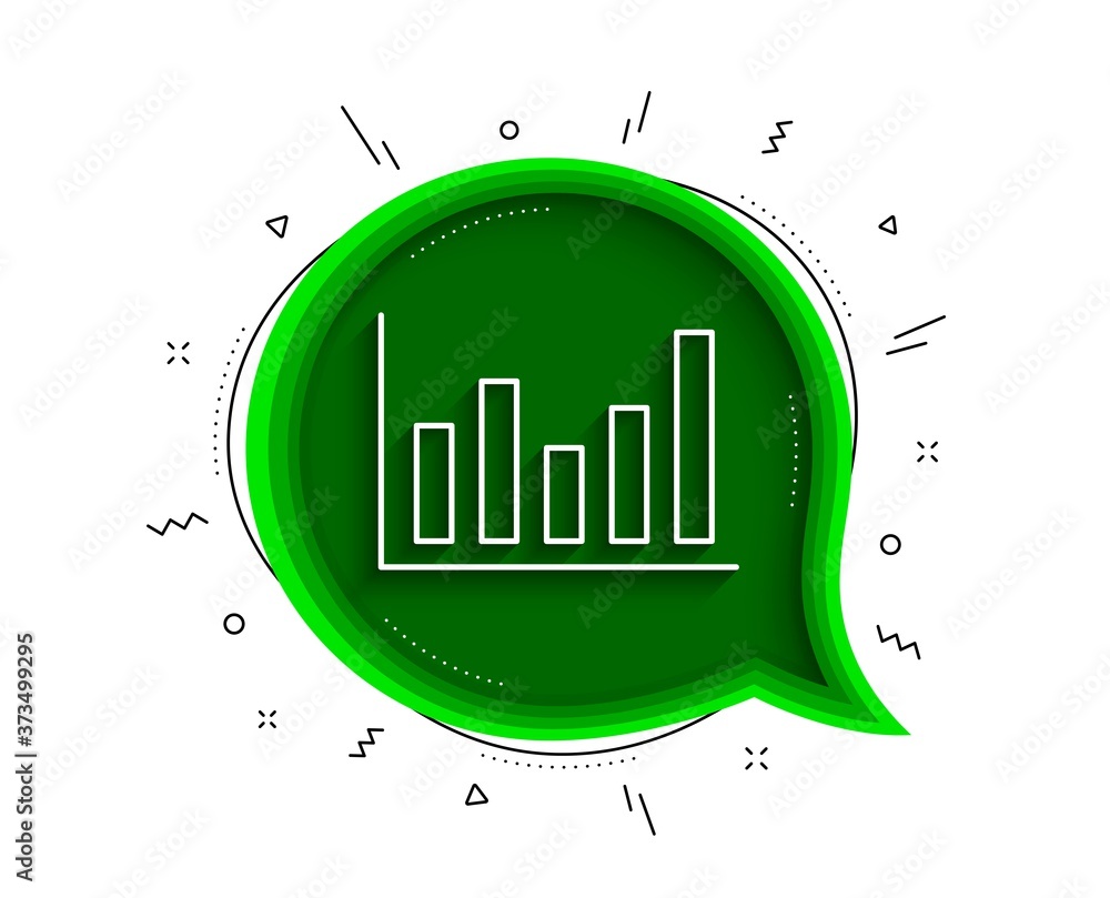 Poster column chart line icon. chat bubble with shadow. financial graph sign. stock exchange symbol. busine
