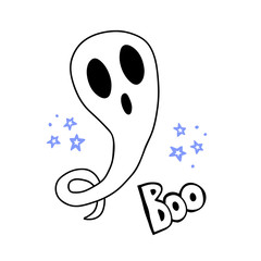Halloween doodle ghost. Spooky and fun hand drawn icon elements for halloween decorations and sticker. EPS 8