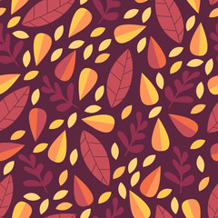 Fototapeta na wymiar Seamless pattern with autumn leaves. Nature print. Vector illustration.