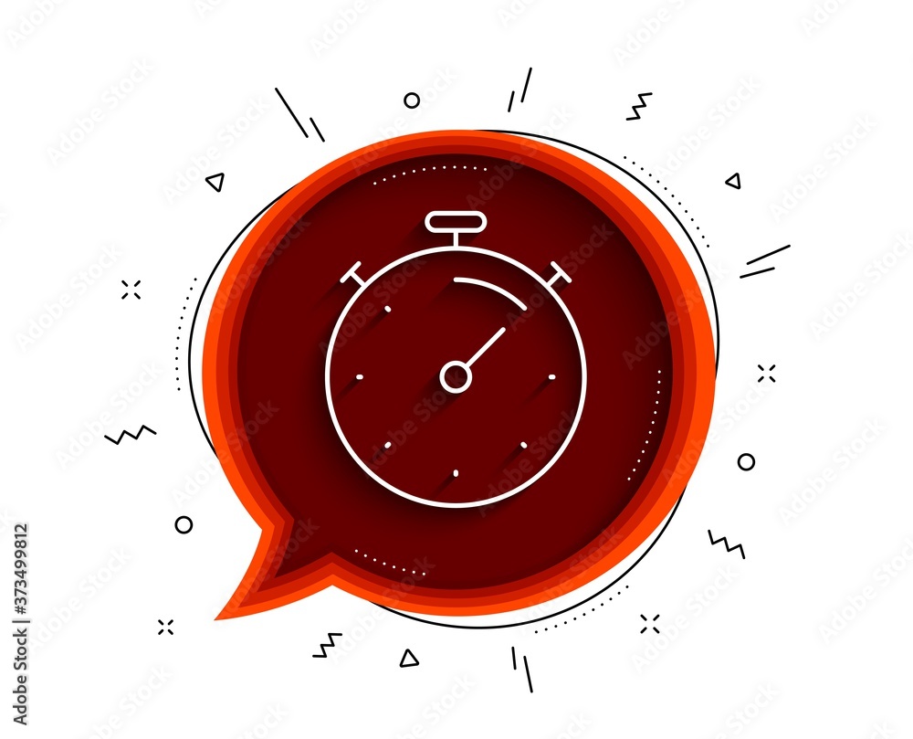 Poster timer line icon. chat bubble with shadow. time management sign. stopwatch symbol. thin line timer ic