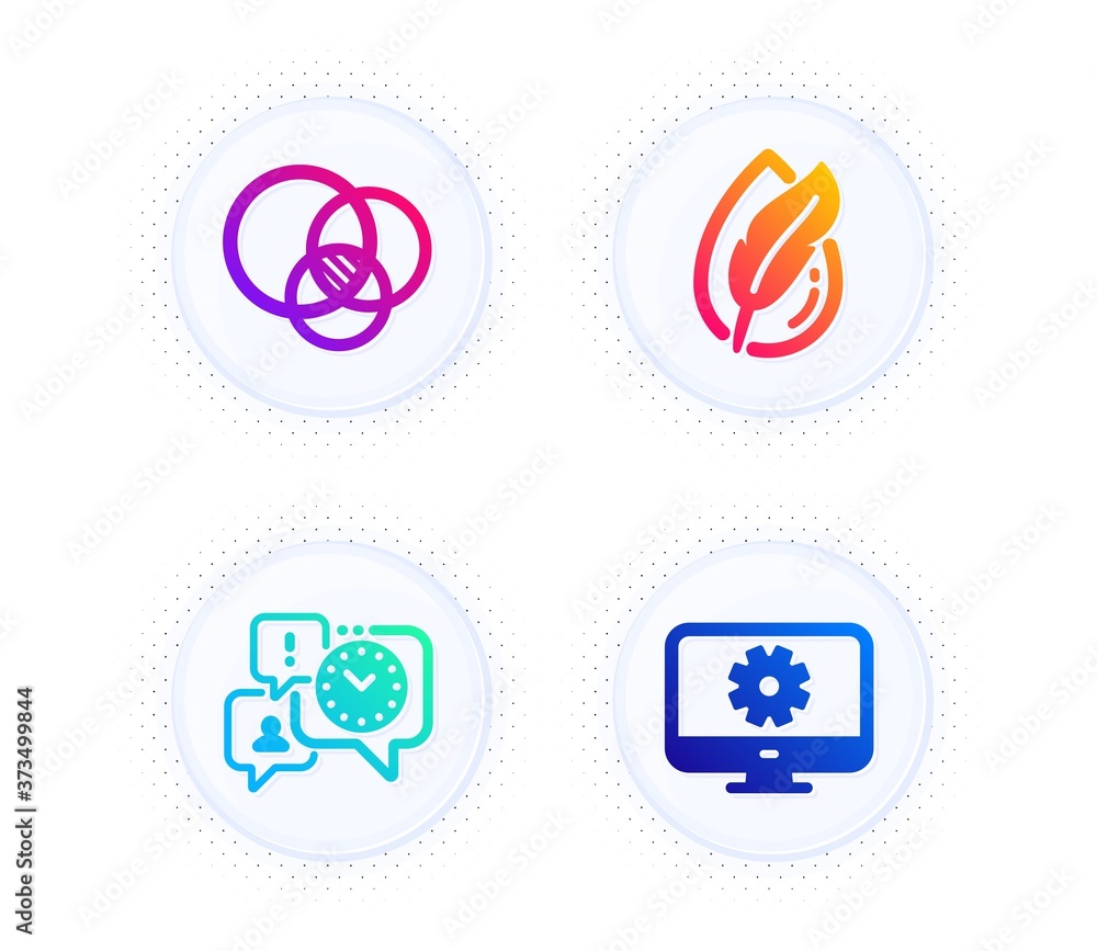 Poster euler diagram, hypoallergenic tested and time management icons simple set. button with halftone dots