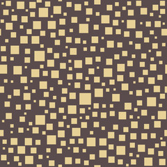 Seamless vector background with random golden squares. Abstract ornament. Dotted abstract pattern