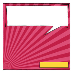 Comic book pop art page element template with red stripe on red background. Blank dialog window, speech bubble template. Vector illustration. Colorful comic book scene template, Blank yellow rectangle