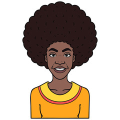 african american woman with black curly hair and yellow sweater. avatar.