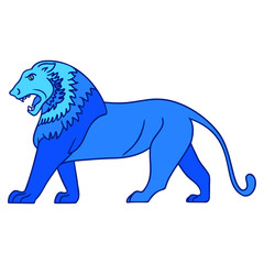 vector illustration of a blue cartoon lion