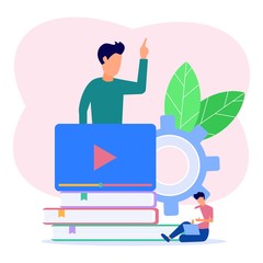 Illustration vector graphic cartoon character of online business training