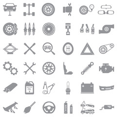 Car Parts Icons. Gray Flat Design. Vector Illustration.