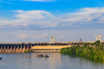 Dnieper Hydroelectric Station on the Dnieper river in Zaporizhia, Ukraine