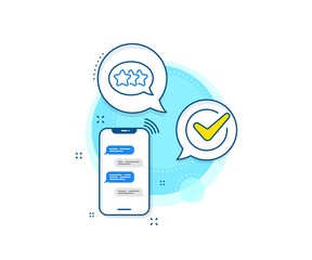 Feedback rating sign. Phone messages complex icon. Stars line icon. Customer satisfaction symbol. Messenger chat screen banner. Stars sign. Vector