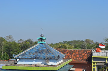 Roofs of mosques in Indonesia. Places of worship for muslim.