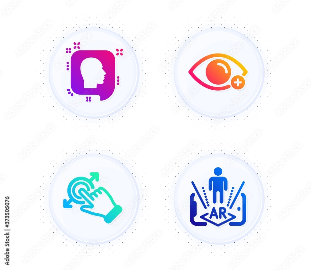 Aufkleber head, touchscreen gesture and farsightedness icons simple set. button with halftone dots. augmented 