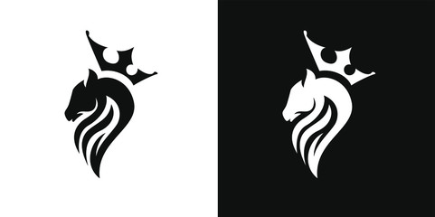 royal horse, abstract horse logo with crown