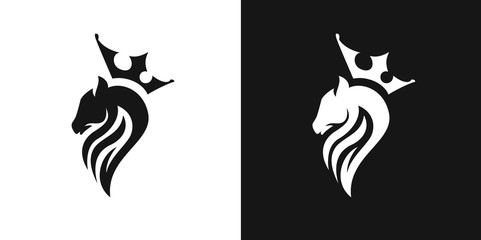 royal horse, abstract horse logo with crown © anatestudio