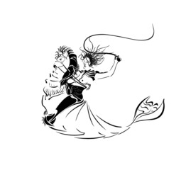 The mermaid sits on a seahorse and whips a whip © fefe