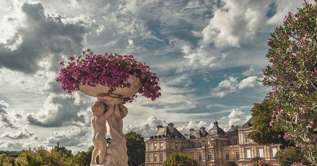 Beautiful view of the Luxembourg Gardens in Paris, France