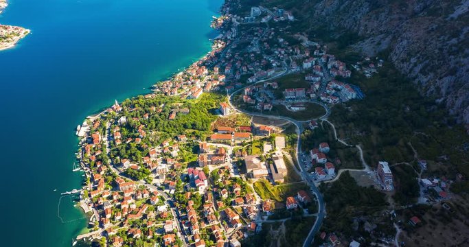 Kotor, Dobrota, Montenegro. Hyperlapse