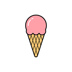 Ice cream cone vector illustration. Flat minimalistic icon style.