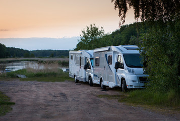Camping Cars in Evening Light.