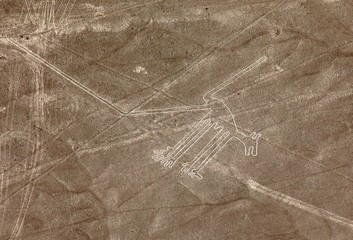 dog geoglyph sepia colored, Nazca or Nasca lines, Peru