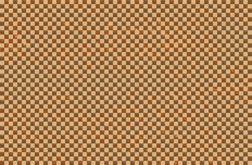 Checkered canvas wallpaper texture closeup in rustic brown