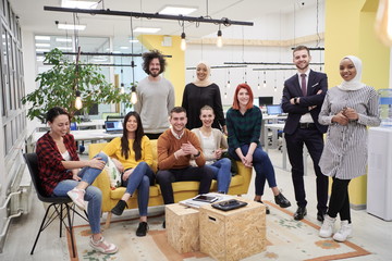 Business team portrait at modern startup office