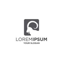 ibex horn silhouette logo vector