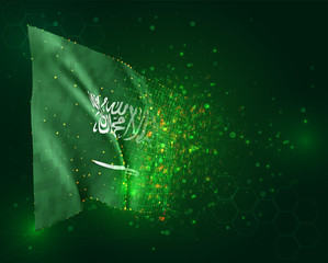 vector 3d flag on green background with polygons