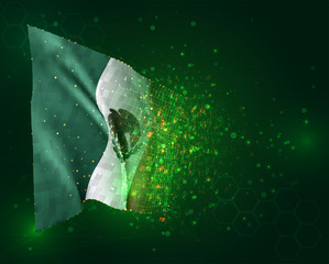 vector 3d flag on green background with polygons