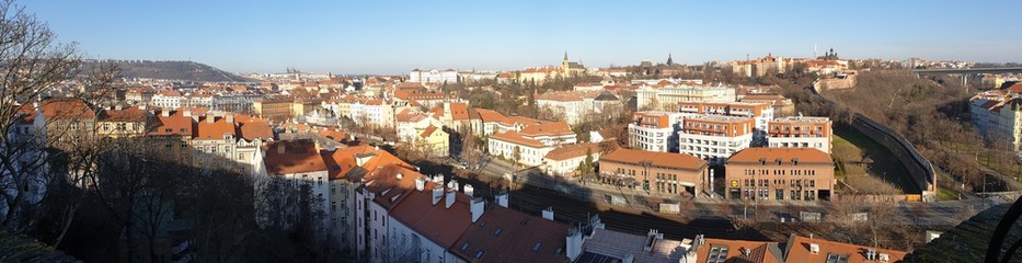 Naklejka na ściany i meble Aerial view of the city of Prague