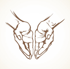 Praying hands. Vector drawing