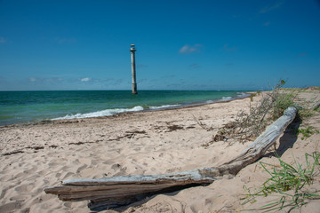 Abandonded leaning lighthouse in the Baltic Sea located on the estonian island of saaremaa, Estonia