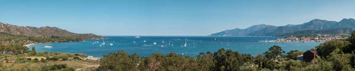 Fototapeta na wymiar Yachts in the bay at Saint Florent in Corsica