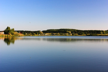 Fototapeta na wymiar Clear Lake under a blue sky