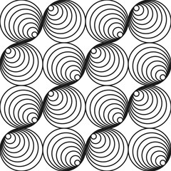 Monochrome seamless circle pattern - swirl ornament design.