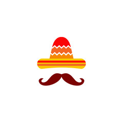 Mexican or Mexico hat logo design template