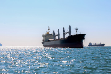 Cargo ship at sea 
