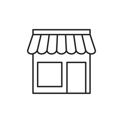 Shop icon in outline style vector in flat style