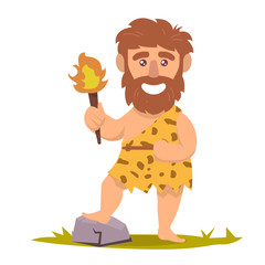 Cute caveman pre-historic mascot design illustration