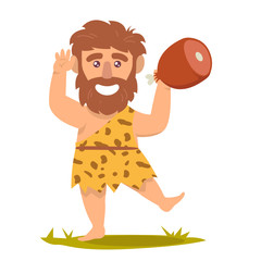 Cute caveman pre-historic mascot design illustration