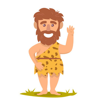 Cute caveman pre-historic mascot design illustration