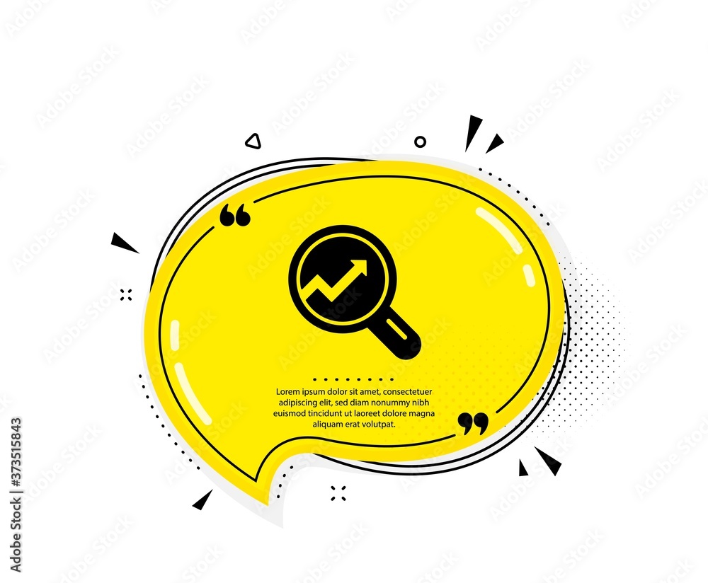 Aufkleber chart icon. quote speech bubble. report graph or sales growth sign in magnifying glass. analysis and