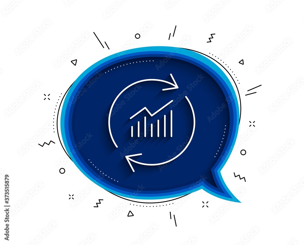 Aufkleber chart line icon. chat bubble with shadow. update report graph or sales growth sign. analysis and sta