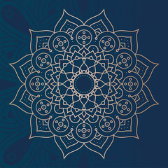 decorative floral mandala with blue background