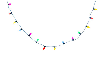 Christmas lights string isolated on white background With clipping path..