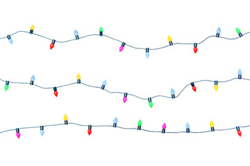 Naklejka premium Christmas lights string isolated on white background With clipping path..