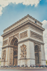 Fototapeta na wymiar Arc de Triomphe against nice blue sky, Paris